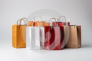 Colorful Paper Bags on White Background