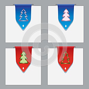 Colorful paper bookmarks with christmas theme