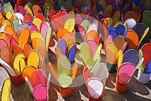 Colorful paper candle lanterns for a festival in Luang Prabang, Laos