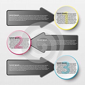 Colorful paper circle with arrow for website presentation cover poster design infographic illustration concept