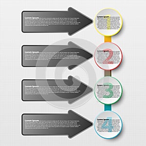 Colorful paper circle with arrow for website presentation cover poster design infographic illustration concept