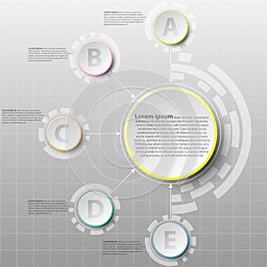 Colorful paper circle with seven topics for website presentation cover poster design infographic illustration concept