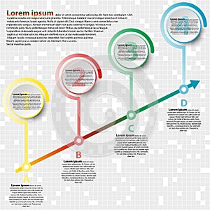 Colorful paper circle with stone mile on arrow for website presentation cover poster design infographic illustration