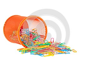 A colorful paper clip arranged nicely isolate on a white background. Close up shot.