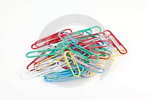 Colorful Paper clip isolated on white background