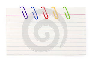 Colorful paper clip with notepaper