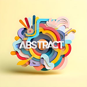A colorful paper cutout design with the word \