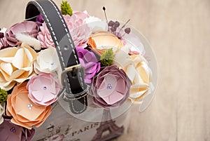 Colorful Paper Flower in handbag flowerpot