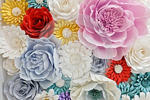 Spring paper flowers background