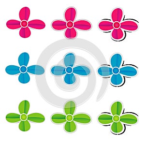 Colorful paper flowers on white background