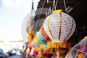 Colorful paper lantern for decoration in Loy Kratong or Loi Kra