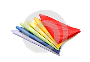 Colorful paper napkins on white background