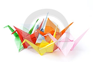 Colorful paper origami birds