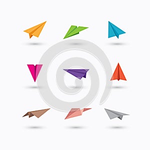 Colorful paper plane icons