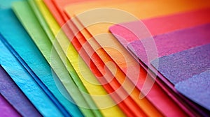 Colorful sheets of paper creating a rainbow pattern