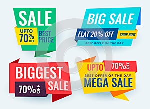 Colorful paper style origami sale banner set