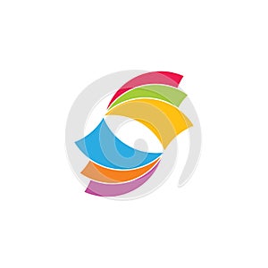 Colorful paper swirl geometric logo vector