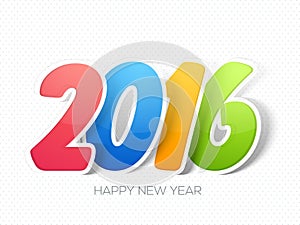 Colorful paper text 2016 for New Year celebration.