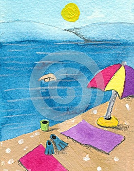 Colorful parasol on the beach