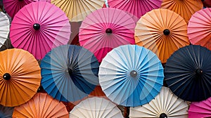 Colorful parasols adorn traditional Thai settings with vibrancy.AI Generated
