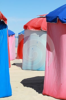 Colorful parasols on beach