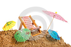 Colorful parasols and chair at the beach