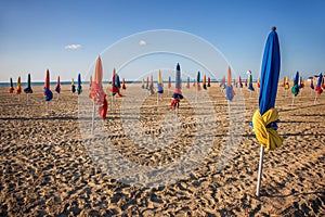 Colorful parasols on Deauville beach