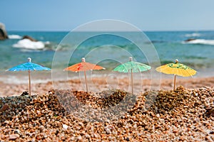 Colorful parasols for shade at the beach