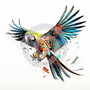 Colorful Parrot Algorithmic Art On White Background