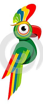 Colorful parrot. Cartoon exotic bird. Jungle animal