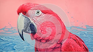 Colorful Parrot By Cool Water A Unique Risograph Ra 7400 Artwork