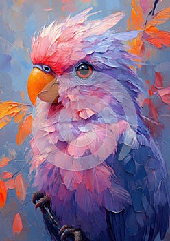 Colorful parrot, detailed painting, vivid colors. photo