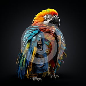 Colorful Parrot With Fashion Feather In Octane Render Style photo