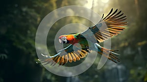 Colorful Parrot In Flight: Realistic Vray Tracing Renderings