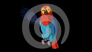 Colorful Parrot Greets. Classic Handmade Animation with Alpha Channel.