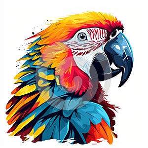 Colorful Parrot Head Illustration With Graphic Precision Painting