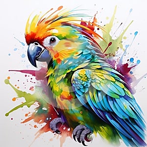 Colorful Parrot Illustration: Vibrant Art Print For Home Decor photo