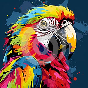 Colorful Parrot In Maranao Art Style: A Vibrant Pop Art Masterpiece photo