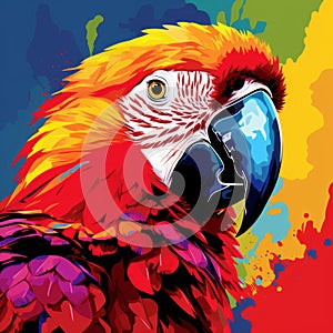 Colorful Parrot Painting In Pop Art Style