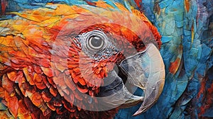 Colorful Parrot Painting In Realistic Hyper-detailed Style