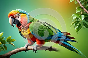 colorful parrot in pastel colors