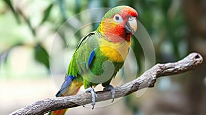 Colorful Parrot Perched on Branch