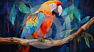 Colorful Parrot Quilt Stock Photo: Photorealist Art Inspired By Duffy Sheridan