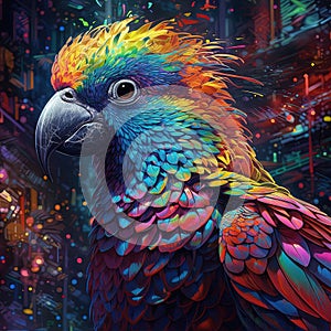 Colorful Parrot Vibrant Bird Poster Print