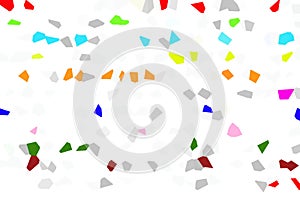 Colorful particles separate white background
