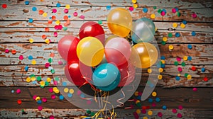 The colorful party balloons. AI generated photo
