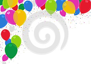 Colorful Party Balloons Background with Confetti