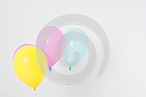 Colorful party balloons background. Isolated on white. Copy space