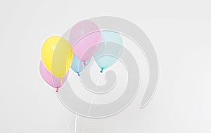 Colorful party balloons background. Isolated on white. Copy space