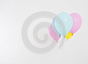 Colorful party balloons background. Isolated on white. Copy space